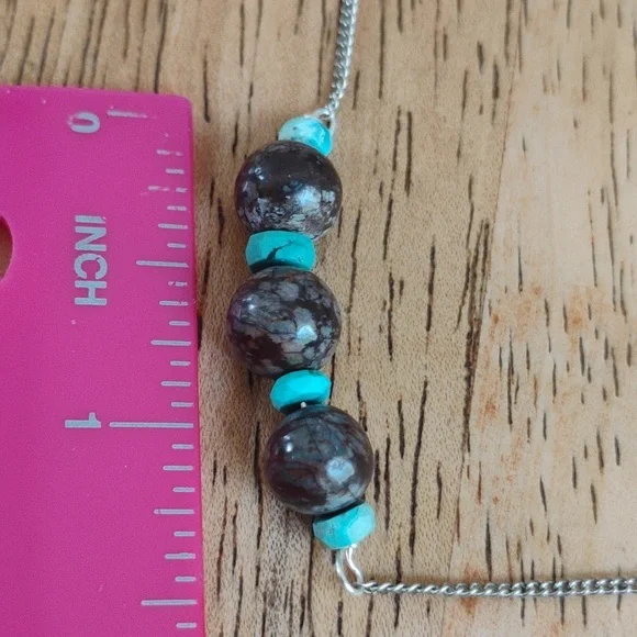 Kingman Turquoise and Jasper Necklace - Picture 8 of 10